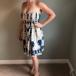 Nanette Lepore Strapless Silk Cocktail Dress Gray